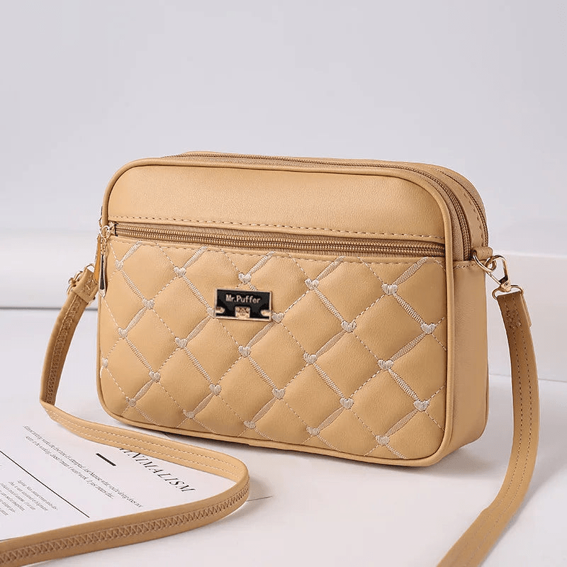 R&B | Damen Schultertasche mit Diamantmuster und Reißverschluss