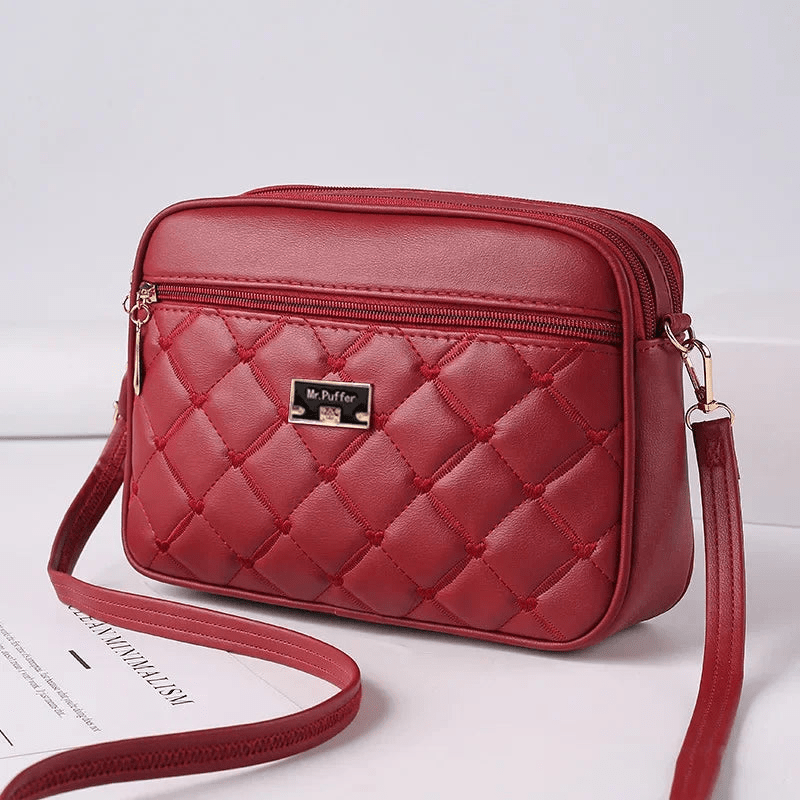 R&B | Damen Schultertasche mit Diamantmuster und Reißverschluss