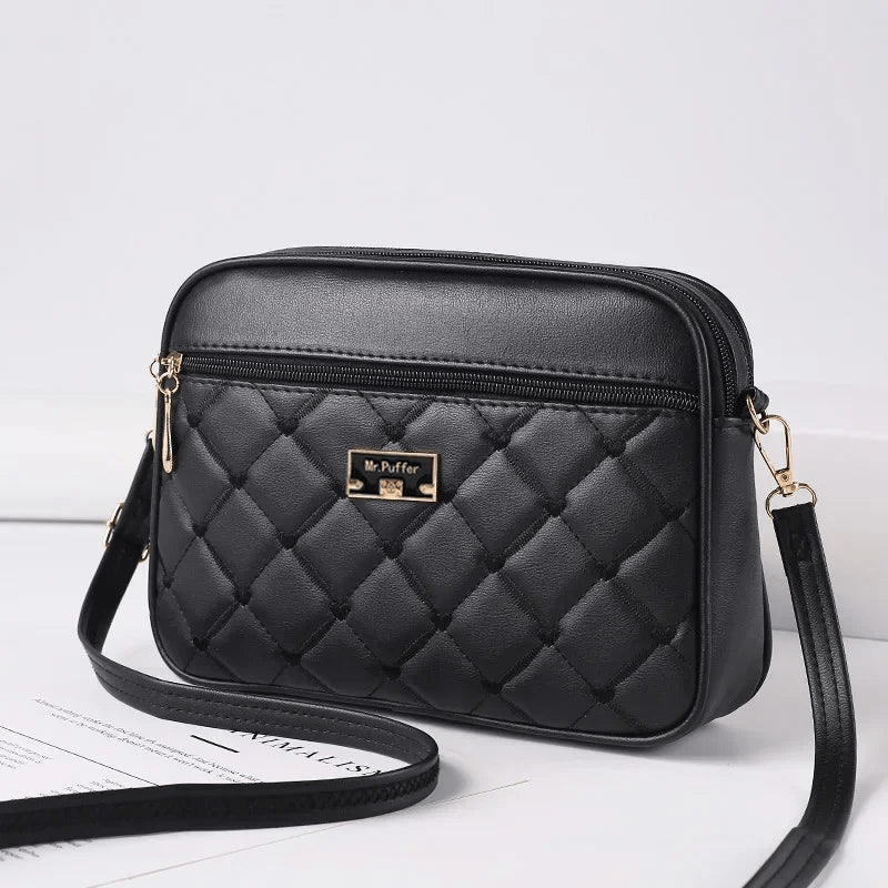 R&B | Damen Schultertasche mit Diamantmuster und Reißverschluss