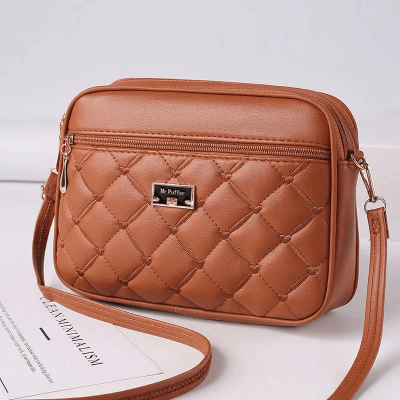 R&B | Damen Schultertasche mit Diamantmuster und Reißverschluss