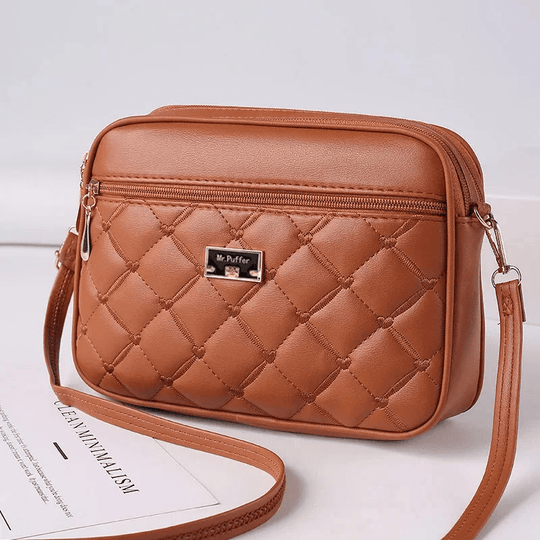 R&B | Damen Schultertasche mit Diamantmuster und Reißverschluss