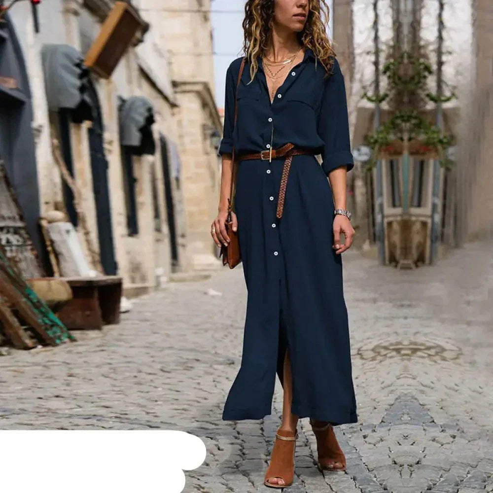 R&B | Lässiges Hemdkleid Mit Knöpfen