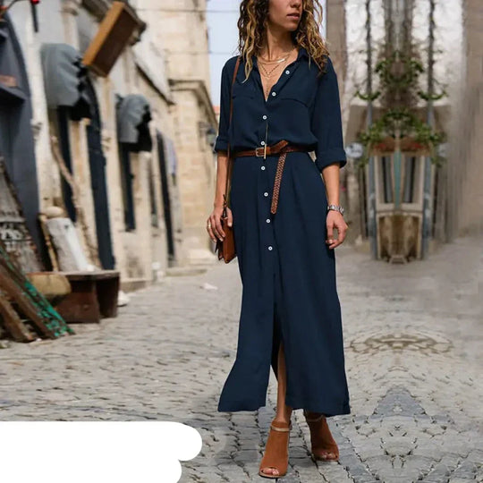 R&B | Lässiges Hemdkleid Mit Knöpfen