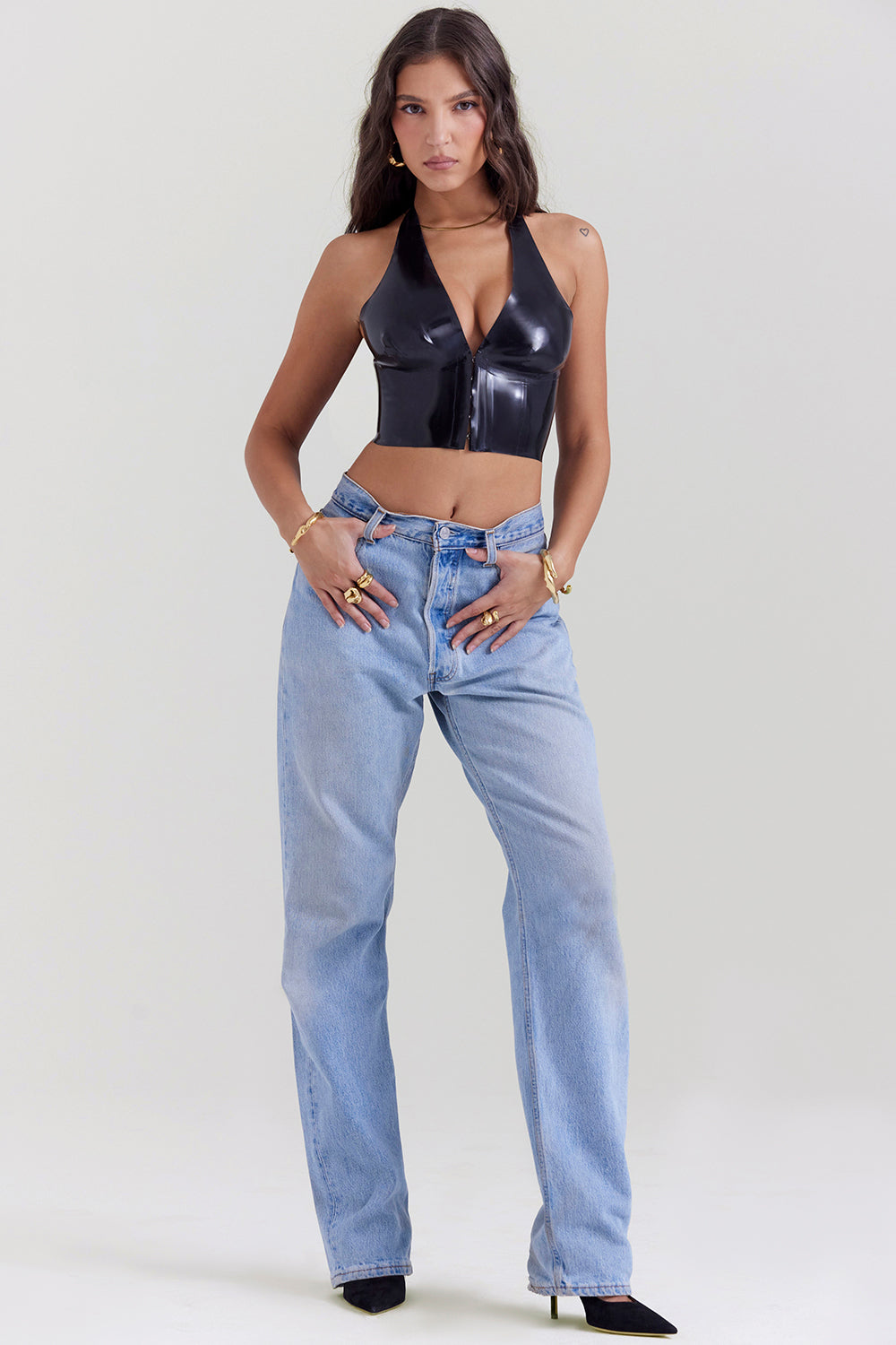 R&B | Schwarzes Latex Grime Top