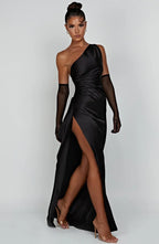R&B | Elegantes Ein-Schulter-Kleid mit Schlitz