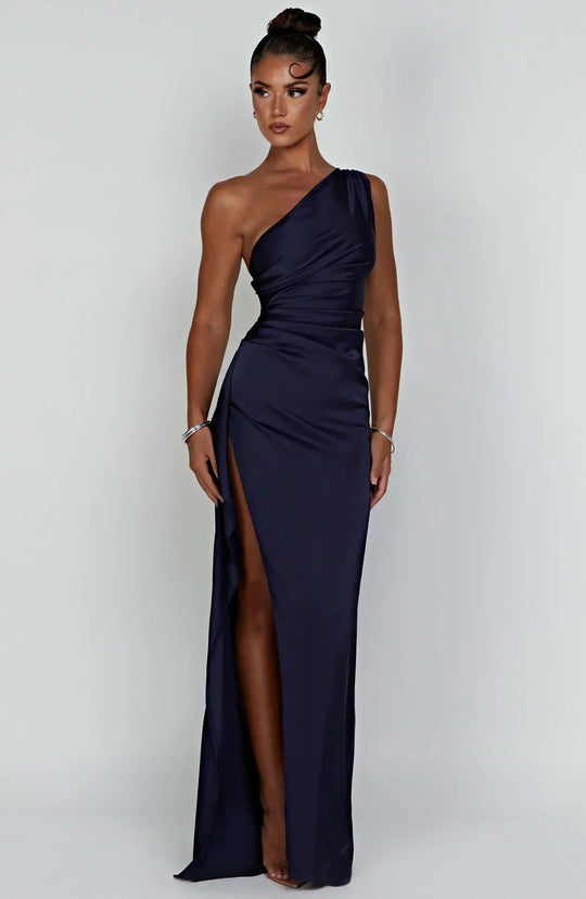 R&B | Elegantes Ein-Schulter-Kleid mit Schlitz