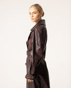R&B | Leder Trenchcoat - Damen mit Gürtel
