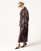 R&B | Leder Trenchcoat - Damen mit Gürtel