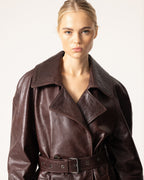R&B | Leder Trenchcoat - Damen mit Gürtel