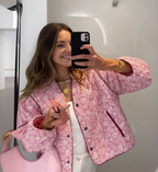 R&B | Gestepptes Jacke Floral Print Knopfront Jacke