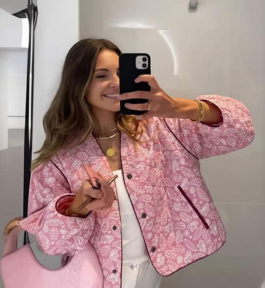 R&B | Gestepptes Jacke Floral Print Knopfront Jacke