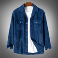 R&B | Stilvolles Dunkelblaues Lässiges Corduroy Herbst Overshirt für Männer