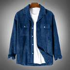 R&B | Stilvolles Dunkelblaues Lässiges Corduroy Herbst Overshirt für Männer