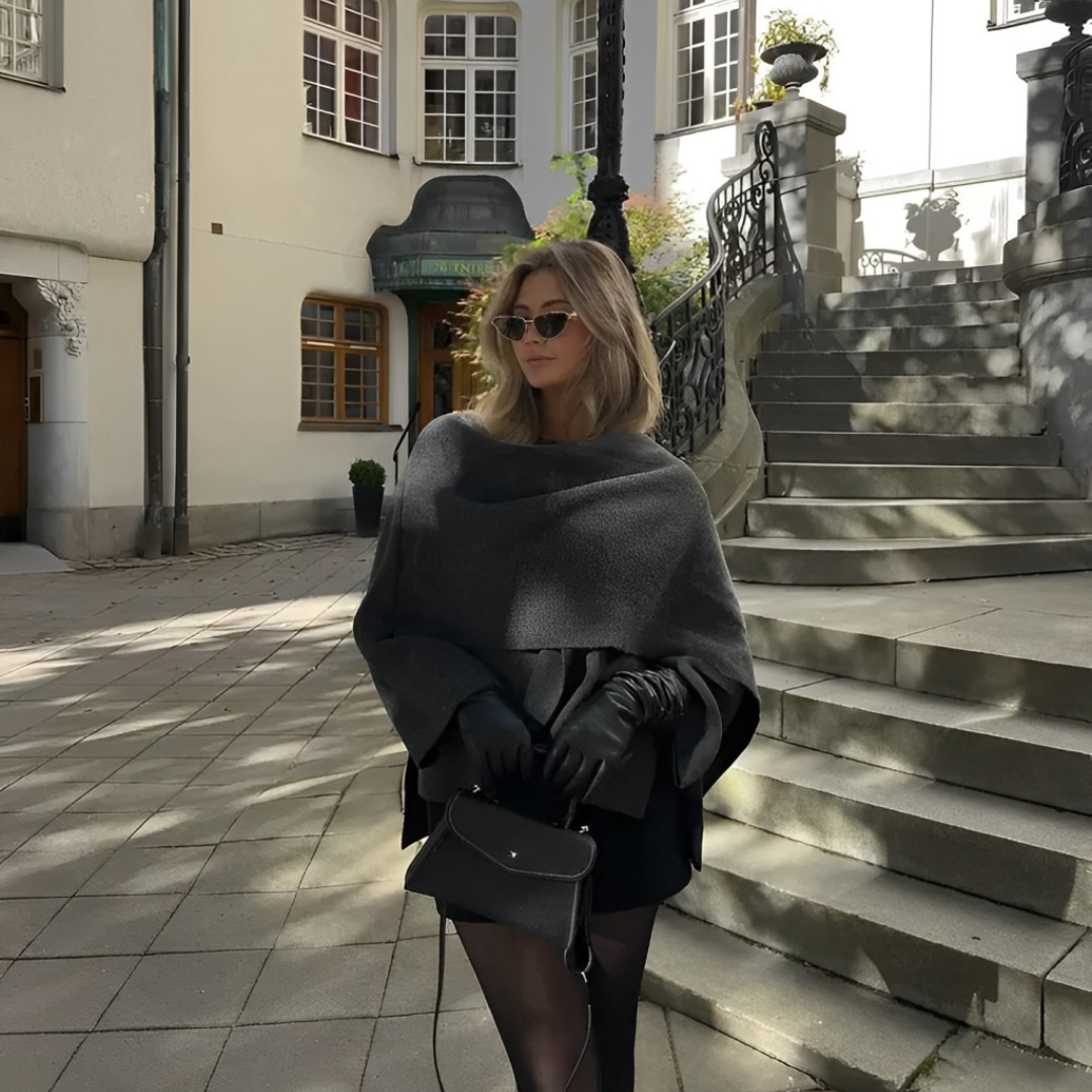 R&B | Oversized Wickelmantel - Wollmischung - Elegante Passform - Lange Weite Ärmel