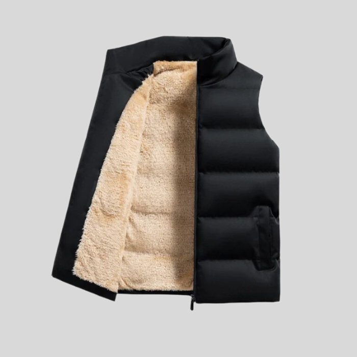 R&B | Ärmellose Daunenjacke mit Reißverschluss und Kunstpelzfutter