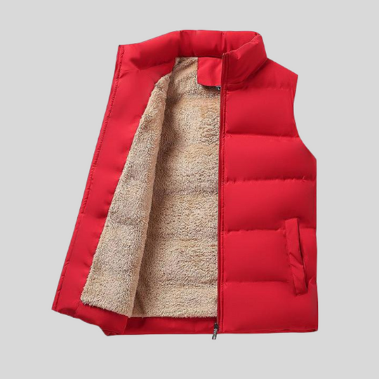 R&B | Ärmellose Daunenjacke mit Reißverschluss und Kunstpelzfutter