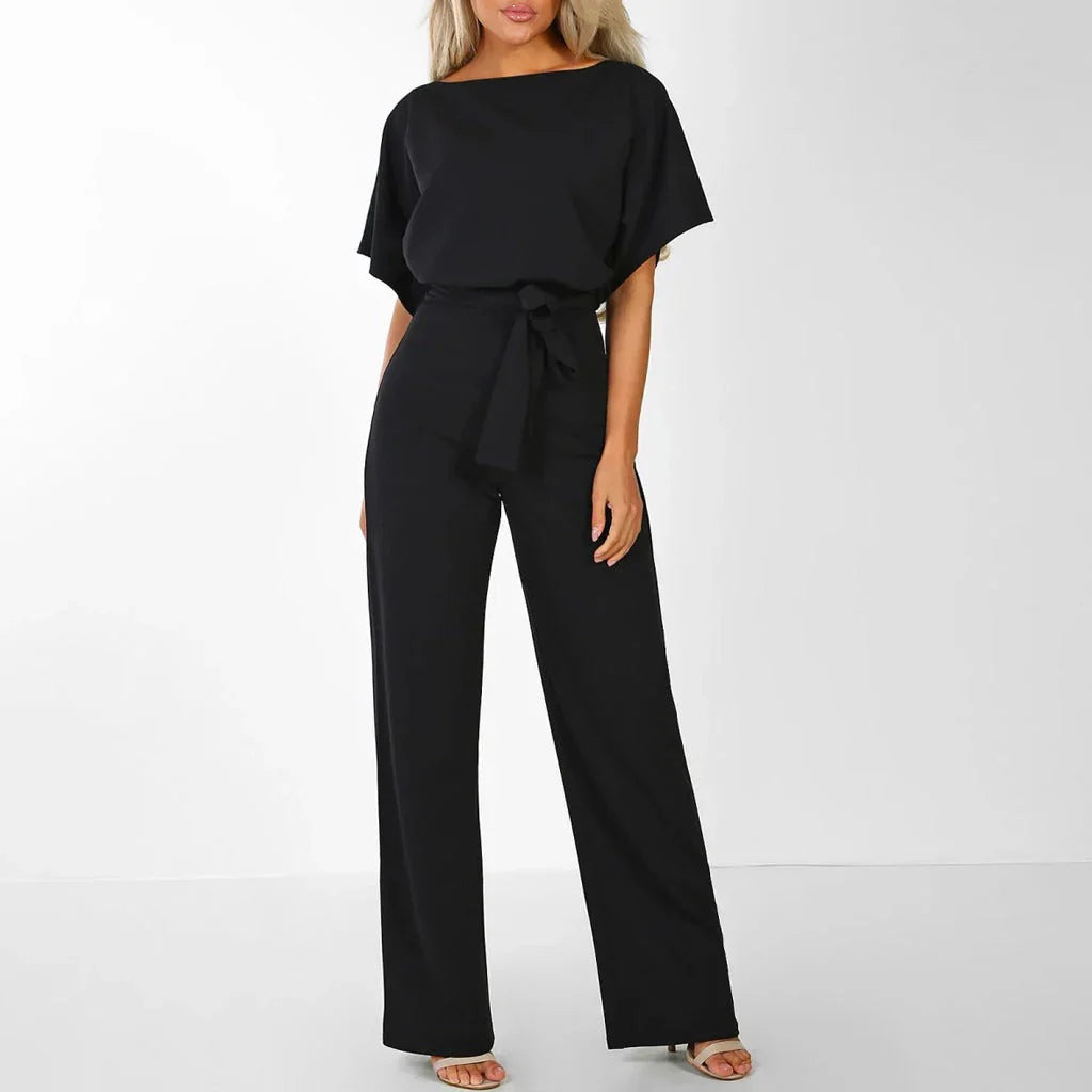 R&B | Eleganter Beiger Jumpsuit mit Gürtel