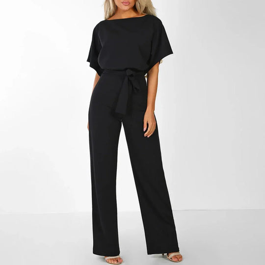 R&B | Eleganter Beiger Jumpsuit mit Gürtel