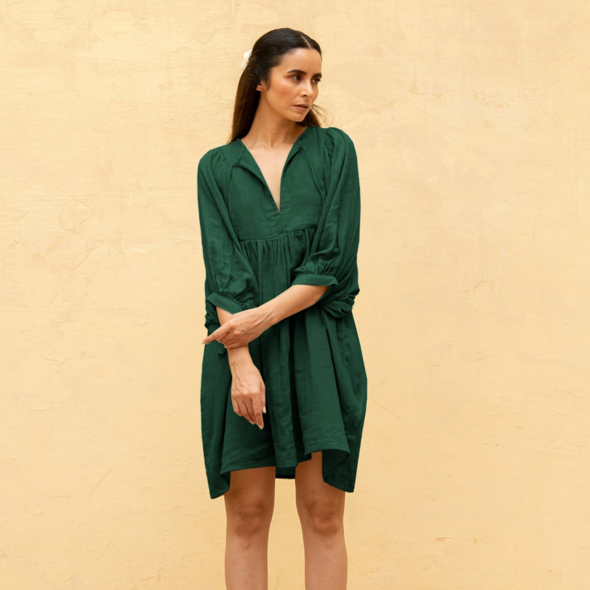 R&B | Sommer Frauen solide Farbe große Größe Laterne Ärmel Kleid