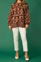 R&B | WeihnachtslR&Bkuchenmann Rundhalsausschnitt Langarm Lockere Strickpullover