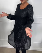 R&B | Elegante Laterne Ärmel Pailletten A-Linie