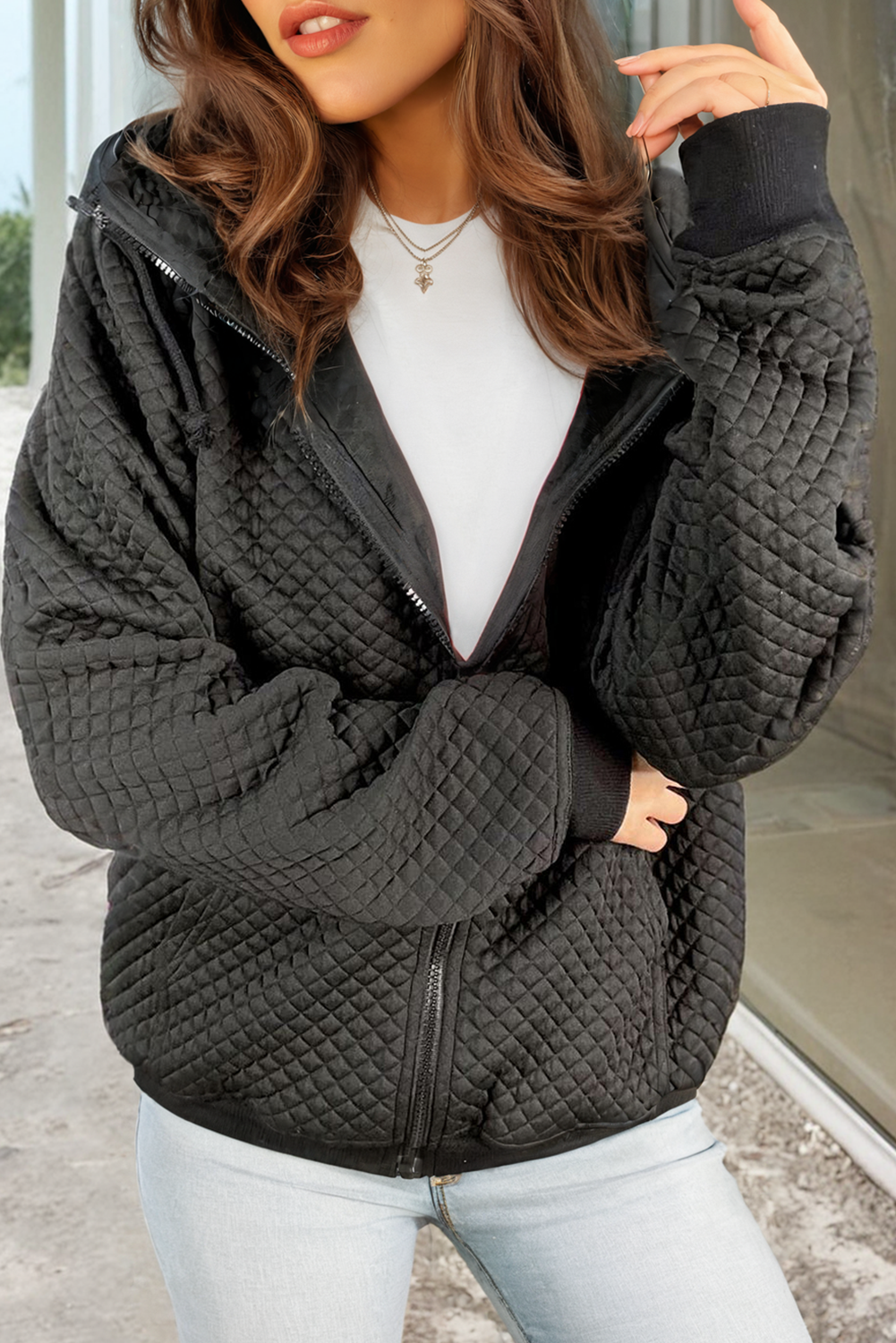 R&B | Gepolsterter Hoodie Polyester-mischung Warm und Komfortabel