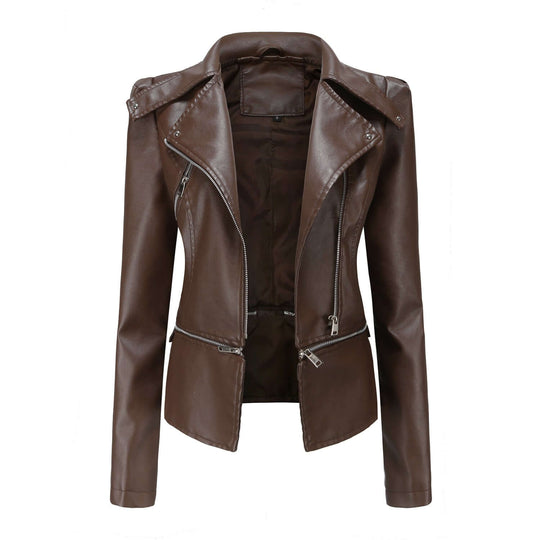 R&B | Damen Slim Fit PU-Leder Motorradjacke