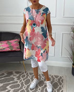 R&B | Lässiges Longtop mit Farbenfrohem Blumenprint