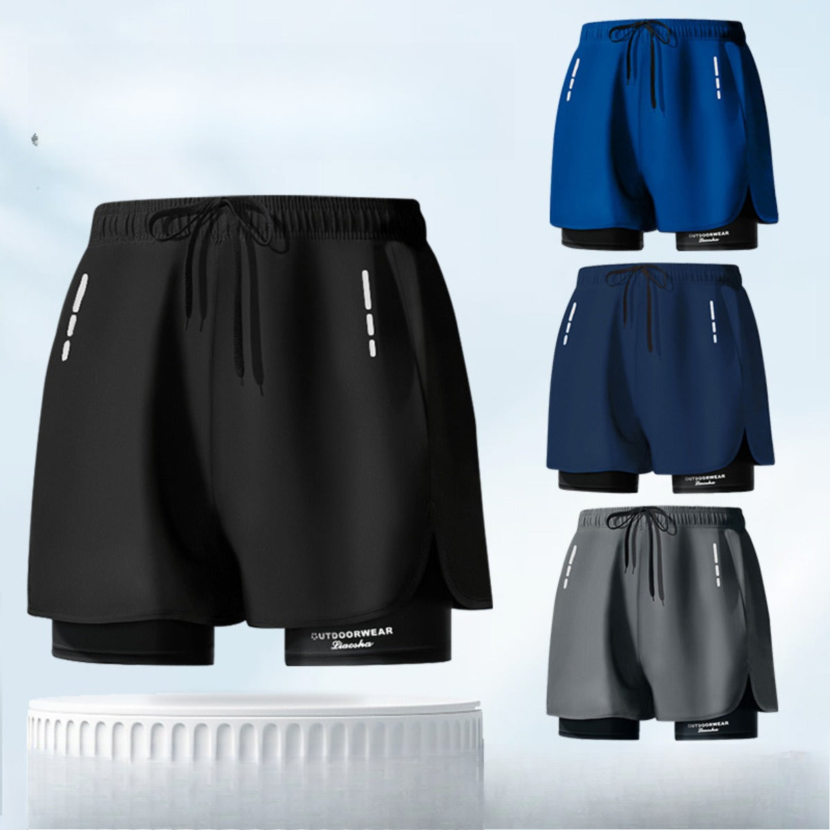 R&B | Doppellagige Herren Sport Fitness Anti-Peinlichkeit Strandhose