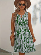 R&B | Sommerkleid mit Print Ohne Ärmel, V-Ausschnitt, A-Linie, Leicht und Elegant