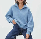 R&B | dicker Strickpullover mit Reißverschlusskragen für lässige Wärme