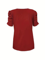 R&B | Elegantes Geripptes V-Ausschnitt T-Shirt für Damen