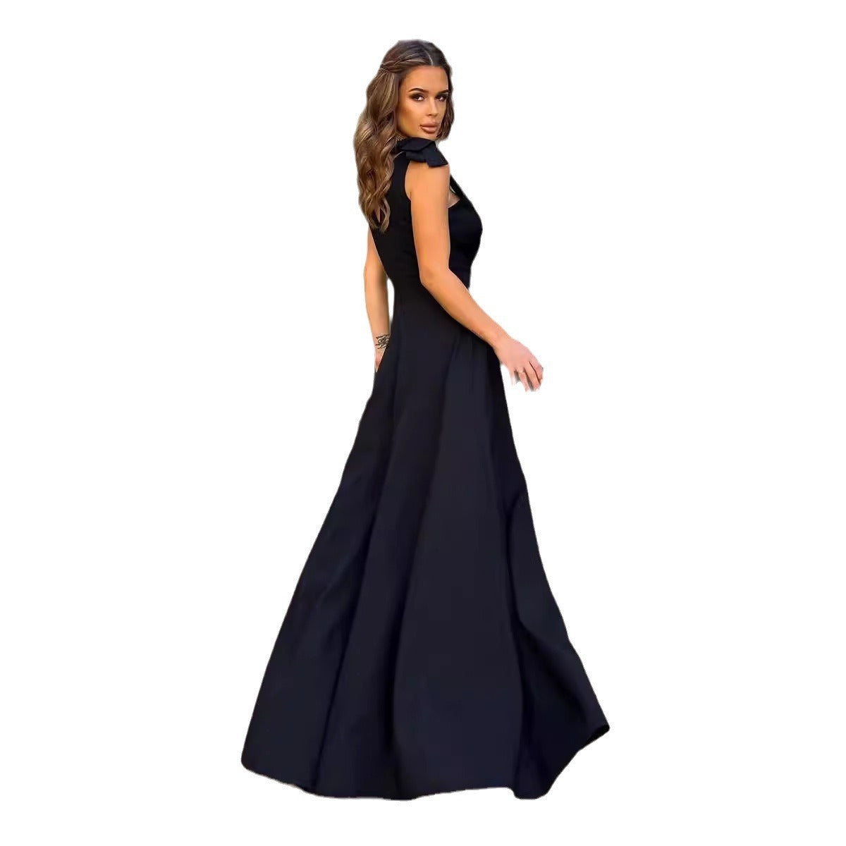R&B | Abendkleid Langer Plissierter Einfarbiger