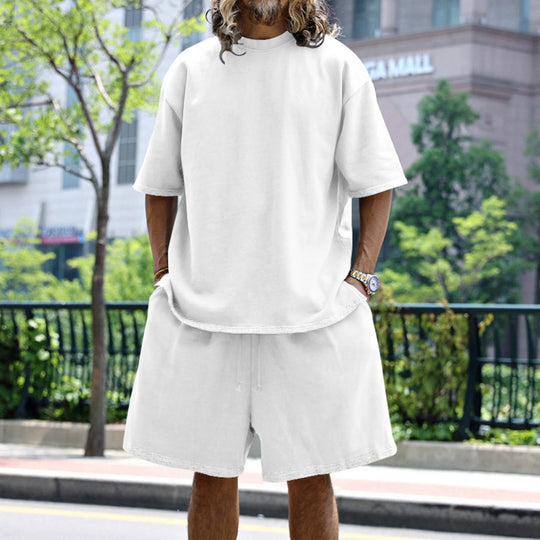 R&B | Lockeres T-Shirt Shorts einfarbiges Set