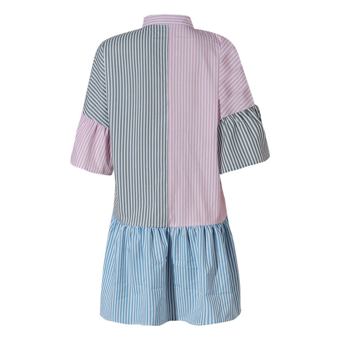 R&B | Gestreiftes Kleid mit kontrastierendem Print
