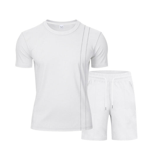 R&B | Waffel-Kurzarm-Shorts Zweiteiliges Set