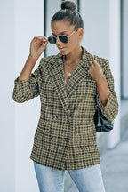 R&B | Karierter Doppelreiher Langarm-Blazer
