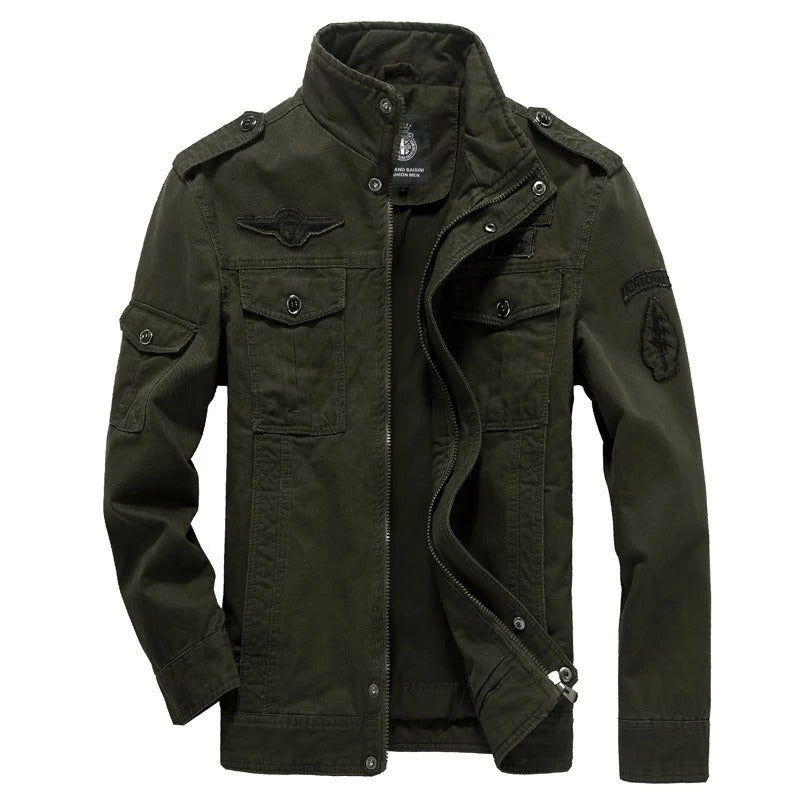 R&B | Langärmelige Reißverschluss Militärisch Inspiriert Jacke mit Taschen