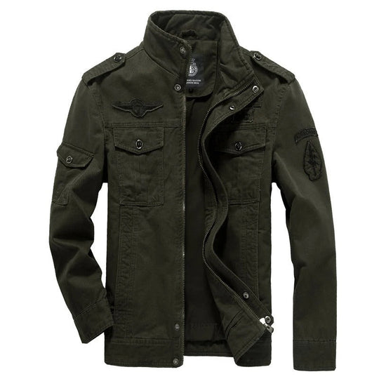 R&B | Langärmelige Reißverschluss Militärisch Inspiriert Jacke mit Taschen
