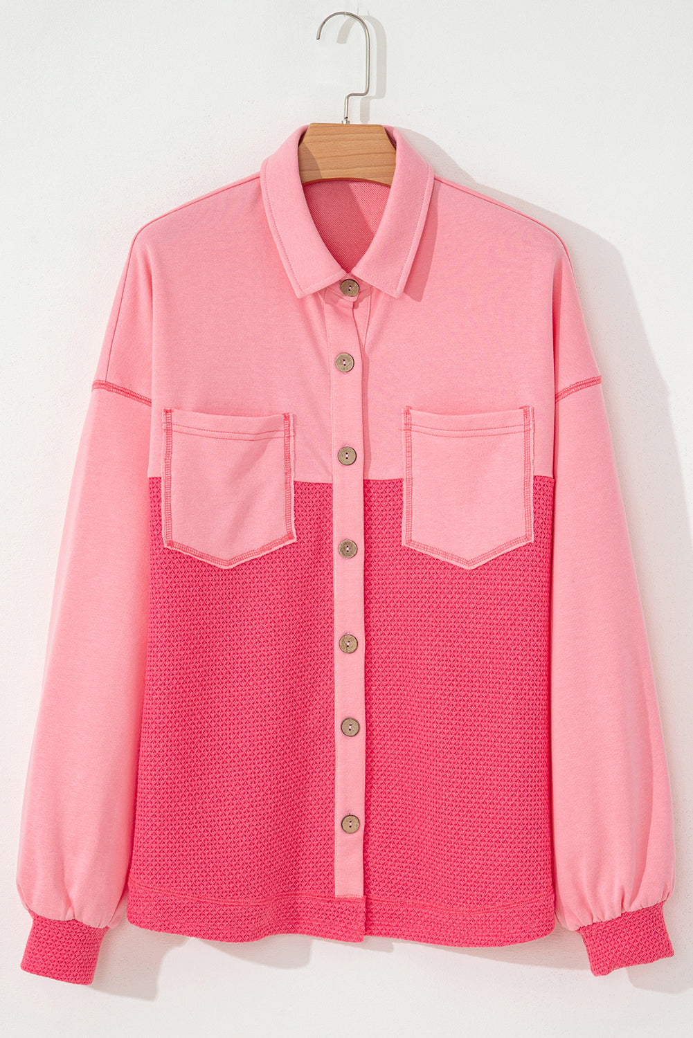 R&B | Zweifarbige Waffelstrickhemdjacke Baumwollmischung LR&Bendiger Komfort
