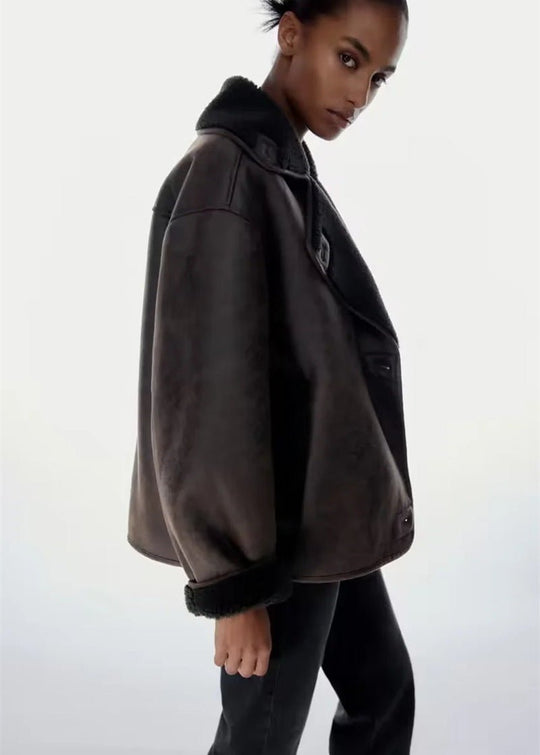 R&B | Stil Doppeltseitige Kunstlederjacke