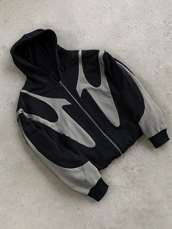 R&B | Y2K Kontrastfarbe Übergroße Hoodie mit Langen Ärmeln für Herren