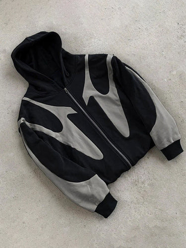 R&B | Y2K Kontrastfarbe Übergroße Hoodie mit Langen Ärmeln für Herren