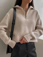 R&B | dicker Strickpullover mit Reißverschlusskragen für lässige Wärme