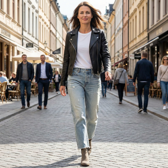 Damen Retro Jeans mit geradem Bein und kurzem Schnitt für Damen