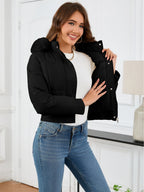 R&B | Kuschelige Gepolsterten Winterjacke mit Pelzkapuze und Taschen
