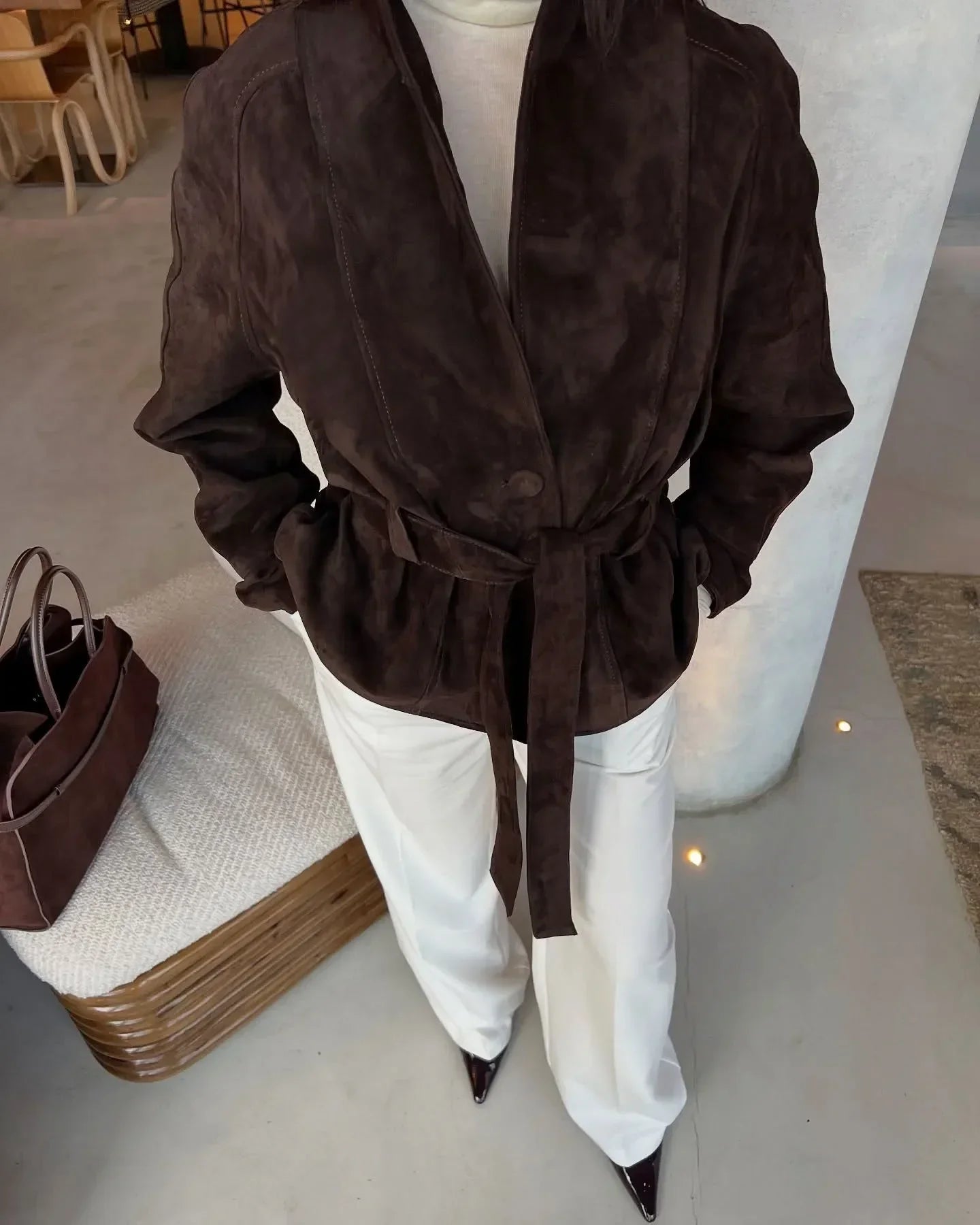 R&B | Retro Wildlederjacke mit langen Ärmeln
