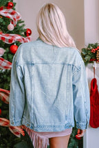 R&B | Star Pailletten Knopfverschluss Denimjacke