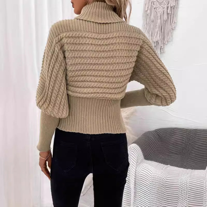 R&B | Pullover mit Hohem Kragen Geschichtete Ärmeln Modern und Warm