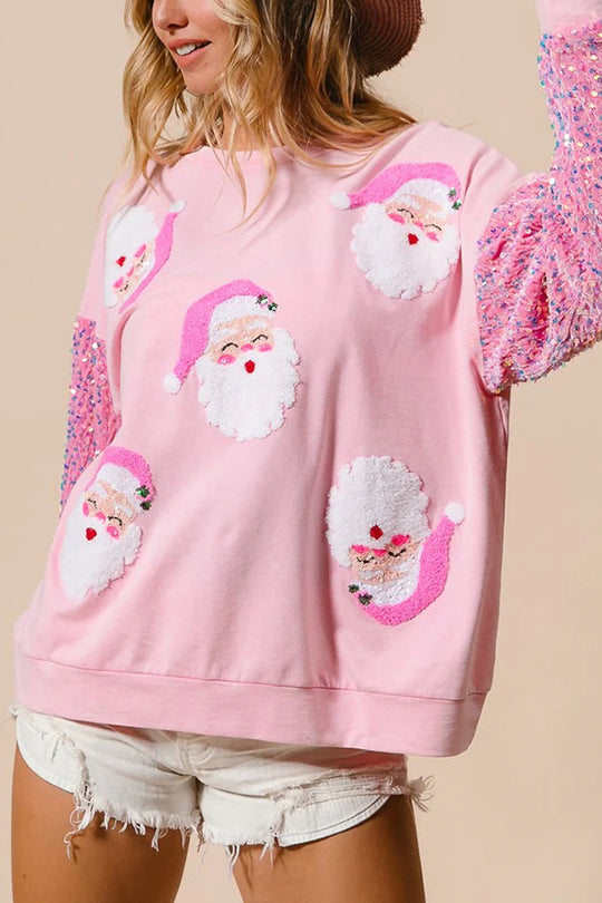 R&B | Weihnachten Lässig Locker Rundhals Pailletten Ärmel Sweatshirt